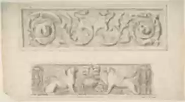Free download Two Frieze Designs: Decorated with Birds, Reptiles and Vines, Griffins and Vases free photo or picture to be edited with GIMP online image editor