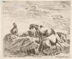 Free download Two Horses Ascending Bank of a River free photo or picture to be edited with GIMP online image editor