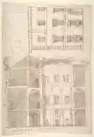 Free download Unidentified Palace, section and half elevation (recto) blank (verso) free photo or picture to be edited with GIMP online image editor