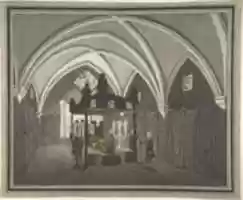 Free download Vaulted Interior with Catalfalque, Coffin and Attendants free photo or picture to be edited with GIMP online image editor