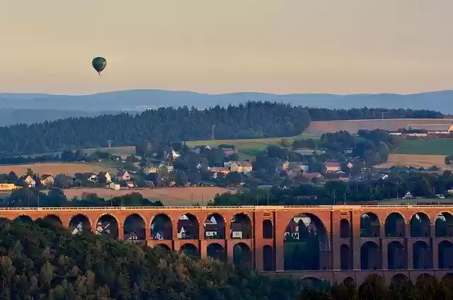 Free download Viaduct Go Balloon Evening -  free photo or picture to be edited with GIMP online image editor