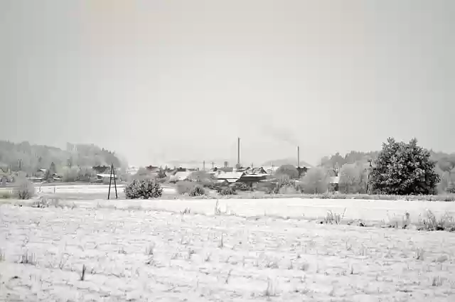 Free download village fields snow frost trees free picture to be edited with GIMP free online image editor