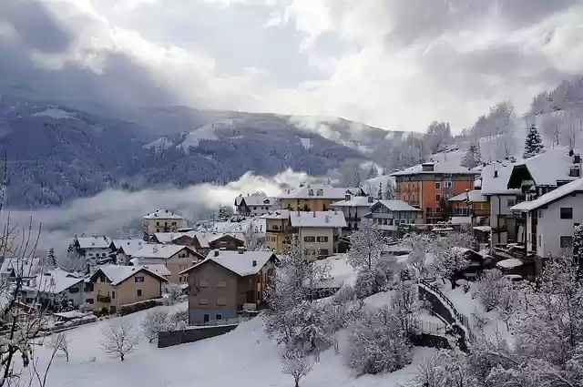 Free download village mountains snow clouds free picture to be edited with GIMP free online image editor