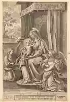 Free download Virgin and Child Enthroned  with Two Musical Angels free photo or picture to be edited with GIMP online image editor