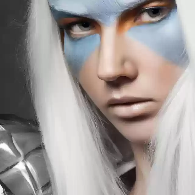 Free download warrior woman blue paint white hair free picture to be edited with GIMP free online image editor