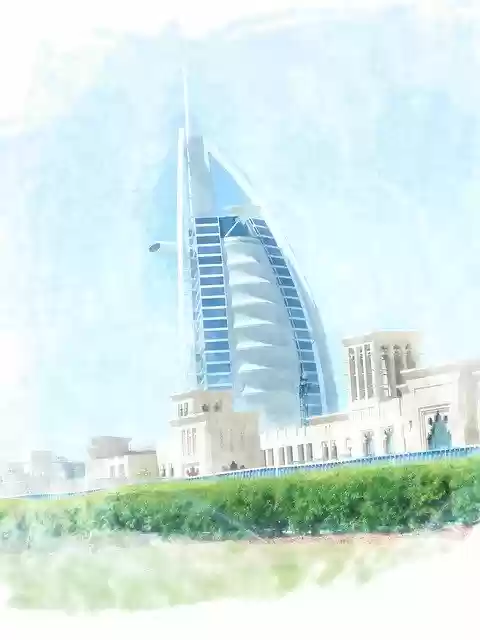 Free download Watercolor Dubai Burj Al Arab -  free illustration to be edited with GIMP free online image editor