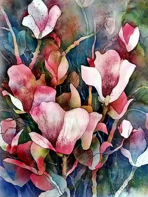 Gratis download Waterverfschilderij Magnolia gratis illustratie om te bewerken met GIMP online afbeeldingseditor