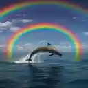 Whale and rainbow wallpaper  screen for extension Chrome web store in OffiDocs Chromium