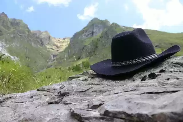 Free download Wild West Hat Mountains free photo template to be edited with GIMP online image editor