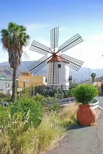 Free download windmill countryside sunny day town free picture to be edited with GIMP free online image editor