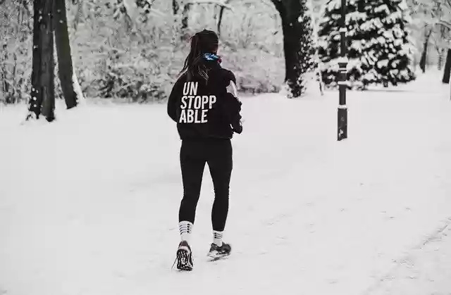 Free download woman jog winter snow girl person free picture to be edited with GIMP free online image editor