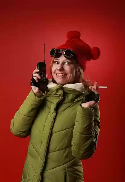 Free download woman walkie talkie cigarette call free picture to be edited with GIMP free online image editor