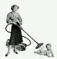 Free download Woman with a vacuum cleaner near a baby free photo or picture to be edited with GIMP online image editor