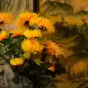 Yellow chrysanthemums andpaintings  screen for extension Chrome web store in OffiDocs Chromium