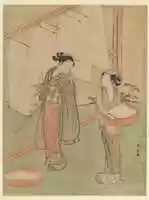 Free download Young Girl and Servant Drying Japanese Fine Noodles free photo or picture to be edited with GIMP online image editor