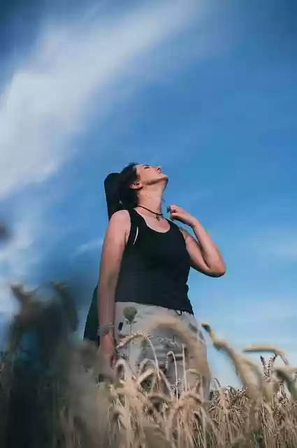 Free download young woman wheat field sky free picture to be edited with GIMP free online image editor